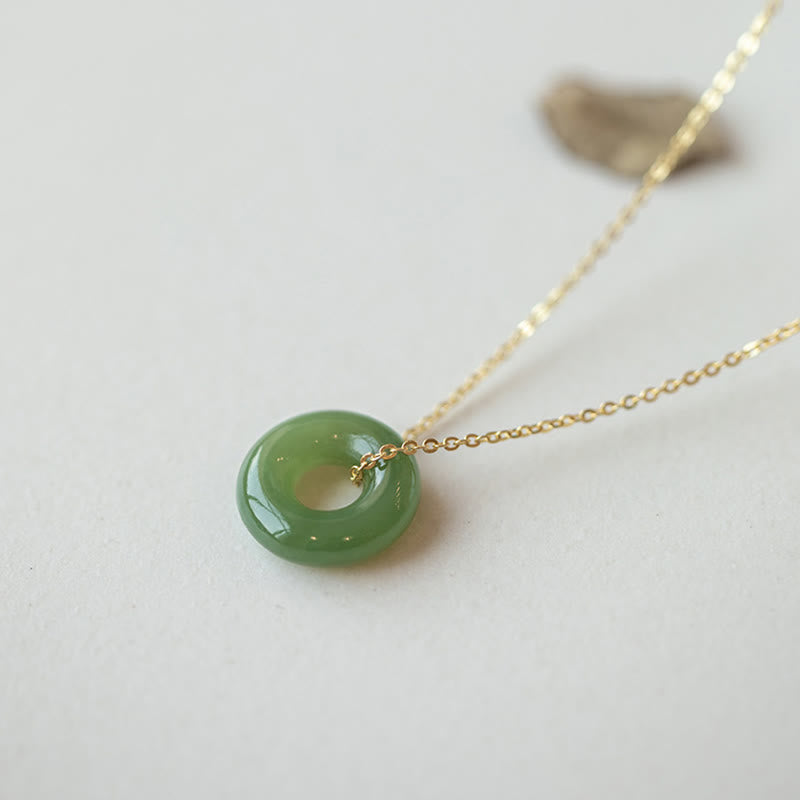 Naszyjnik z Buddha Stones 925 Sterling Silver Plated Gold Hetian Jade Peace Buckle - image 8