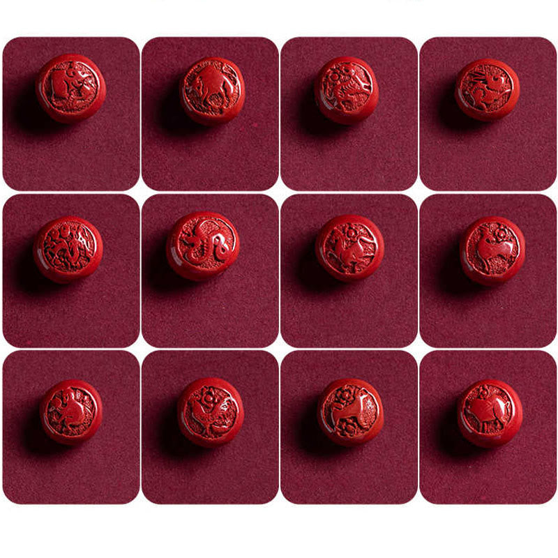 Buddha Stones Naturalne Cynober Chiński Zodiak Ruyi Uchwyt Fu Charakter Lotos Błogosławieństwo Czerwony Sznurek Brzuch Łańcuszek