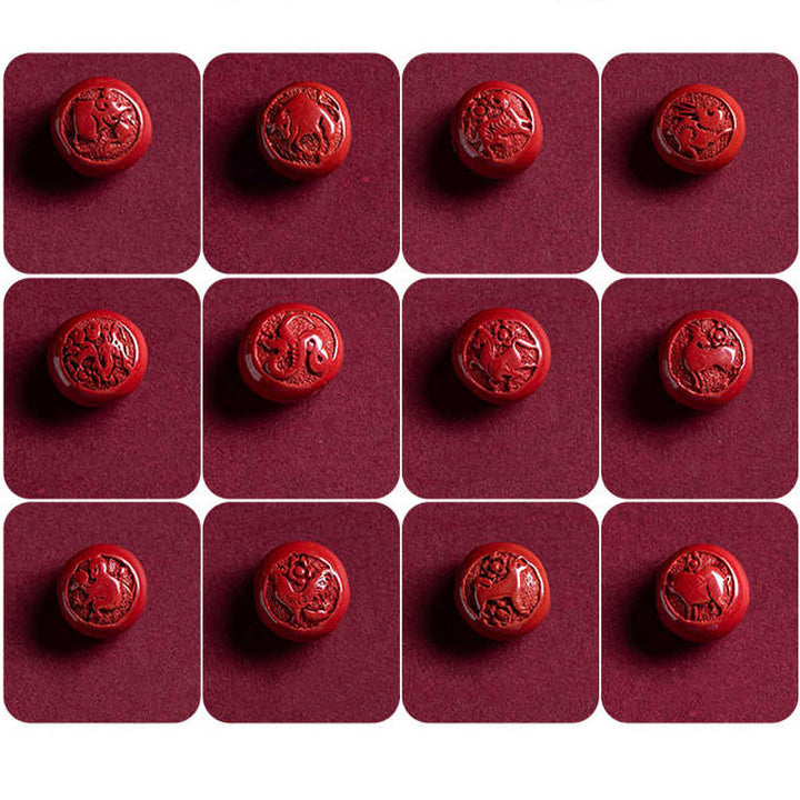 Buddha Stones Naturalne Cynober Chiński Zodiak Ruyi Uchwyt Fu Charakter Lotos Błogosławieństwo Czerwony Sznurek Brzuch Łańcuszek