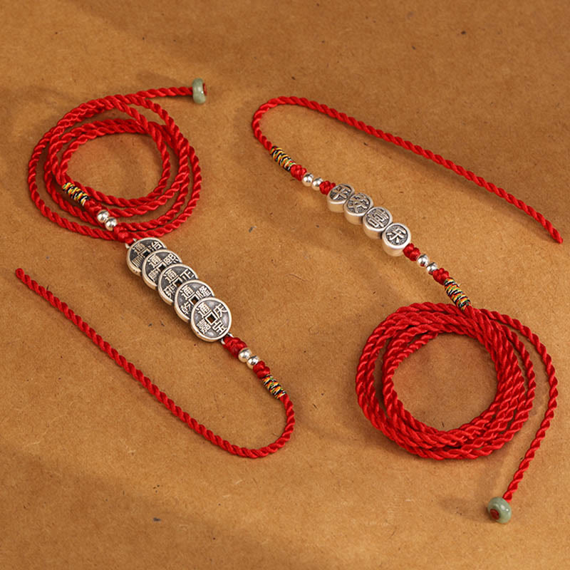 Buddha Stones 999 Srebro Sterlingowe Błogosławieństwo Czerwony Sznurek Łańcuszek Na Brzuch