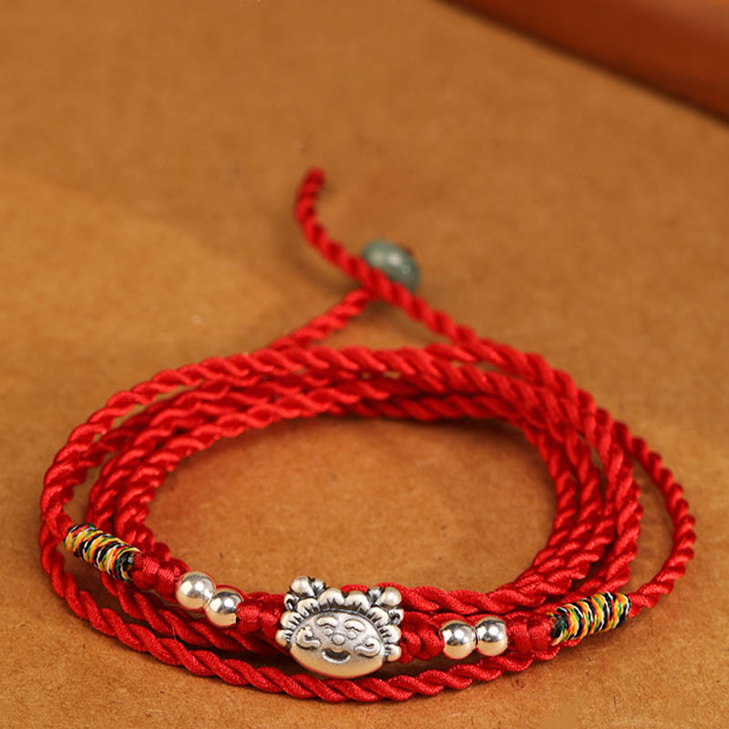 Buddha Stones 999 Srebro Sterlingowe Błogosławieństwo Czerwony Sznurek Łańcuszek Na Brzuch