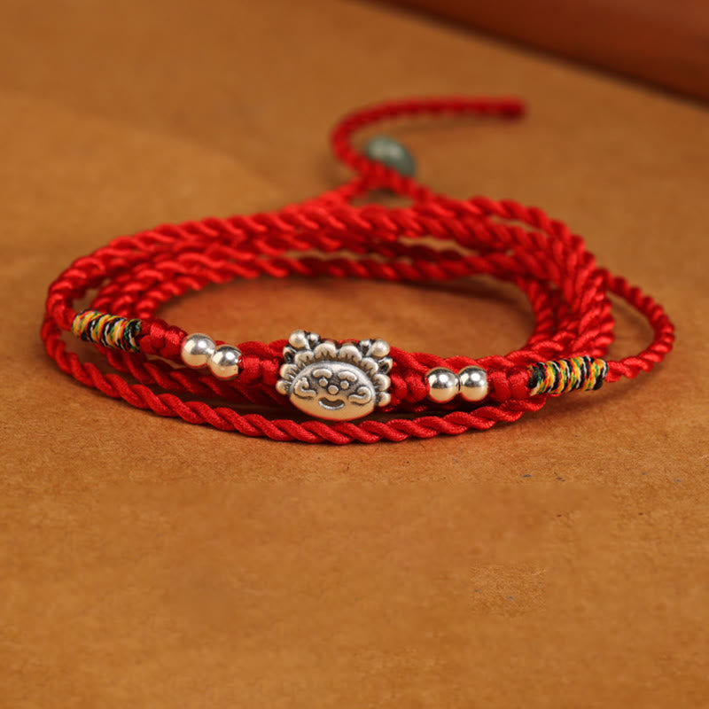 Buddha Stones 999 Srebro Sterlingowe Błogosławieństwo Czerwony Sznurek Łańcuszek Na Brzuch