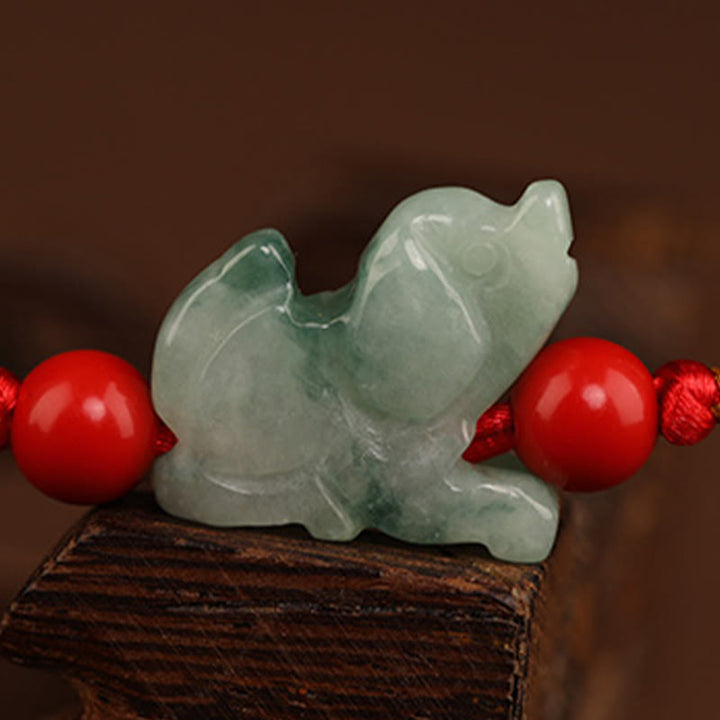 Buddha Stones Jadeit Klamra Pokoju Błogosławieństwo Czerwony Sznurek Łańcuszek Na Brzuch
