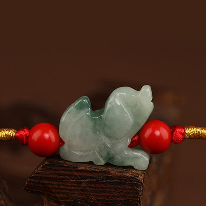 Buddha Stones Jadeit Klamra Pokoju Błogosławieństwo Czerwony Sznurek Łańcuszek Na Brzuch