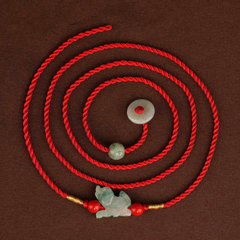 Buddha Stones Jadeit Klamra Pokoju Błogosławieństwo Czerwony Sznurek Łańcuszek Na Brzuch