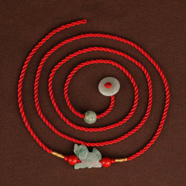Buddha Stones Jadeit Klamra Pokoju Błogosławieństwo Czerwony Sznurek Łańcuszek Na Brzuch