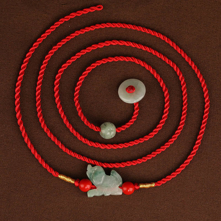 Buddha Stones Jadeit Klamra Pokoju Błogosławieństwo Czerwony Sznurek Łańcuszek Na Brzuch