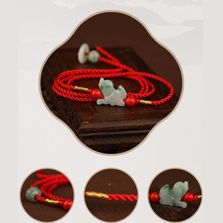 Buddha Stones Jadeit Klamra Pokoju Błogosławieństwo Czerwony Sznurek Łańcuszek Na Brzuch