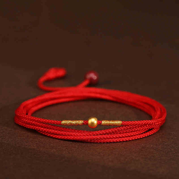 Kamień Buddy 999 Złoty Czerwony Sznurek Łańcuszek Brzuchowy - 4mm Koraliki Szczęścia Kształt - image 9