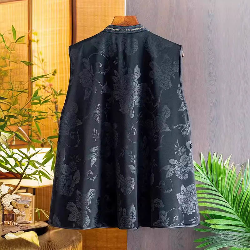 Buddha Stones Vintage Haft Kolorowy Chmura Kwiat Wzór Kamizelki - image 1