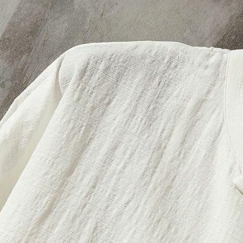 Koszula z kołnierzykiem w kształcie Buddha Stones , swobodna, bawełniana, lniana - image 4