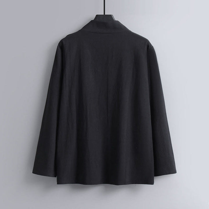 Buddha Stones Kołnierze Krzyżowe Bawełniany Strój Tang Hanfu Top Spodnie Odzież Męski Zestaw - image 5