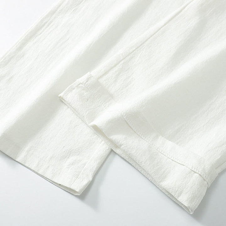 Buddha Stones Kołnierze Krzyżowe Bawełniany Strój Tang Hanfu Top Spodnie Odzież Męski Zestaw - image 18