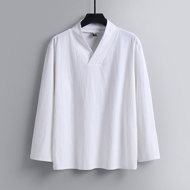 Buddha Stones Kołnierze Krzyżowe Bawełniany Strój Tang Hanfu Top Spodnie Odzież Męski Zestaw - image 17