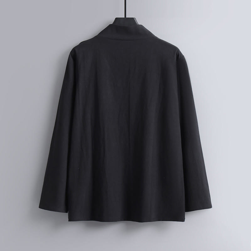 Buddha Stones Skrzyżowane Krótsze Bloomersy Bawełniany Garnitur Tang Hanfu Top Spodnie Odzież Męski Zestaw - image 11