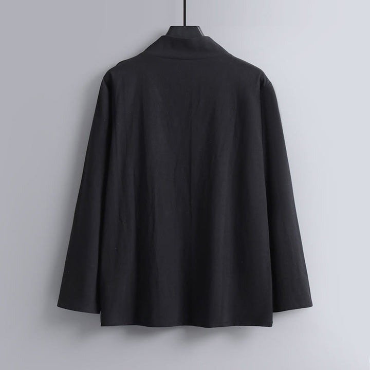 Buddha Stones Skrzyżowane Krótsze Bloomersy Bawełniany Garnitur Tang Hanfu Top Spodnie Odzież Męski Zestaw - image 11