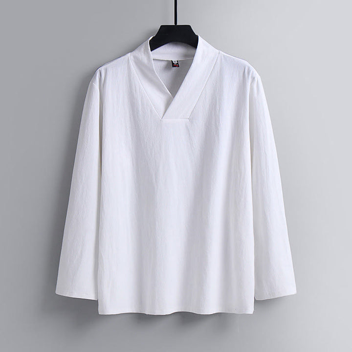 Buddha Stones Skrzyżowane Krótsze Bloomersy Bawełniany Garnitur Tang Hanfu Top Spodnie Odzież Męski Zestaw - image 17