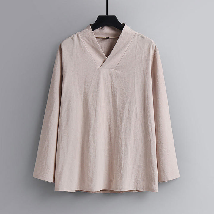 Buddha Stones Skrzyżowane Krótsze Bloomersy Bawełniany Garnitur Tang Hanfu Top Spodnie Odzież Męski Zestaw - image 1