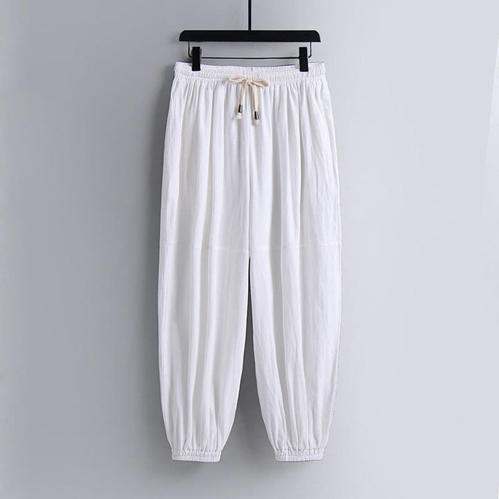 Buddha Stones Skrzyżowane Krótsze Bloomersy Bawełniany Garnitur Tang Hanfu Top Spodnie Odzież Męski Zestaw - image 18