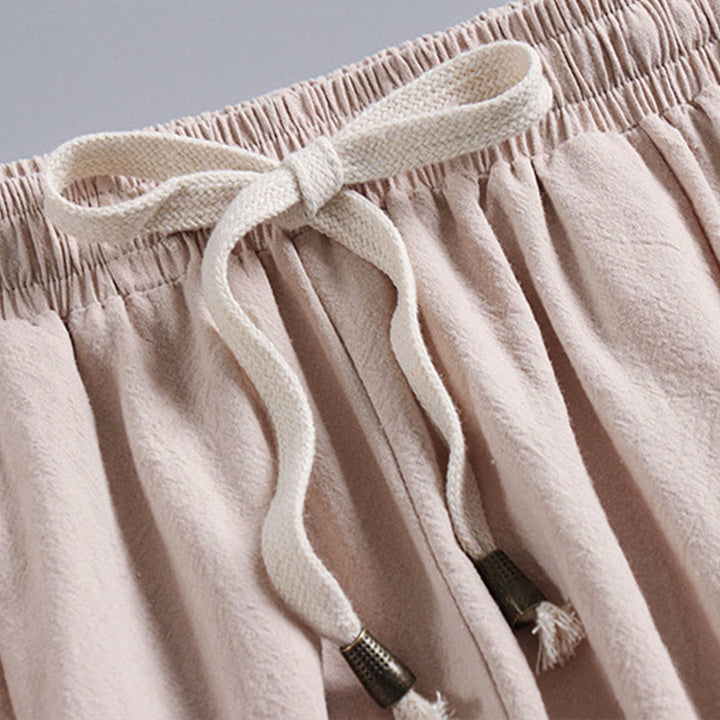 Buddha Stones Skrzyżowane Krótsze Bloomersy Bawełniany Garnitur Tang Hanfu Top Spodnie Odzież Męski Zestaw - image 5