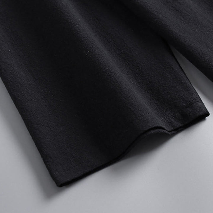 Buddha Stones Skrzyżowane Krótsze Bloomersy Bawełniany Garnitur Tang Hanfu Top Spodnie Odzież Męski Zestaw - image 13