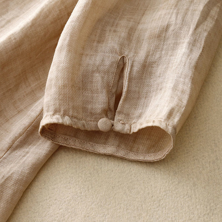 Buddha Stones Okrągły Dekolt Casual Bluzka Haft Długi Rękaw Koszula Bawełniana Lniana Top Koszule Damskie - image 14