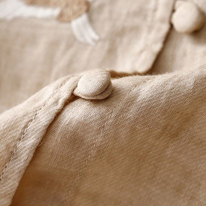 Buddha Stones Okrągły Dekolt Casual Bluzka Haft Długi Rękaw Koszula Bawełniana Lniana Top Koszule Damskie - image 10