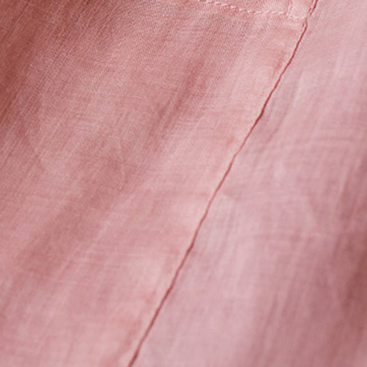 Buddha Stones PLUS SIZE Koszula z dekoltem w serek, swobodna, jednokolorowa, z długim rękawem, bawełniana, lniana, damska - image 17