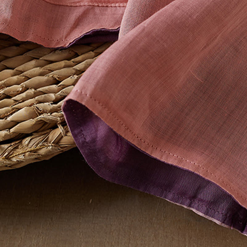 Buddha Stones PLUS SIZE Koszula z dekoltem w serek, swobodna, jednokolorowa, z długim rękawem, bawełniana, lniana, damska - image 18