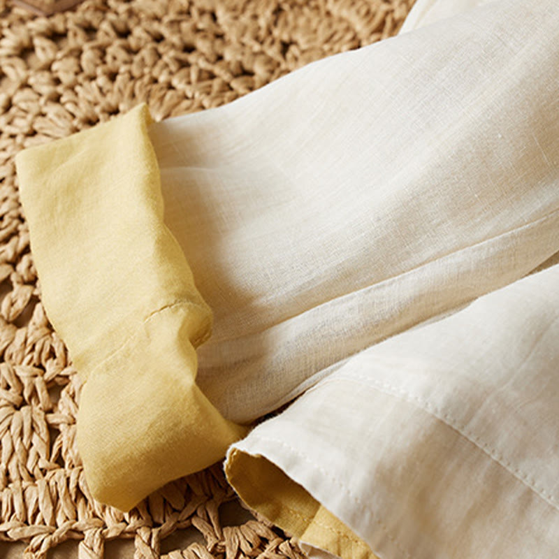 Buddha Stones PLUS SIZE Koszula z dekoltem w serek, swobodna, jednokolorowa, z długim rękawem, bawełniana, lniana, damska - image 11