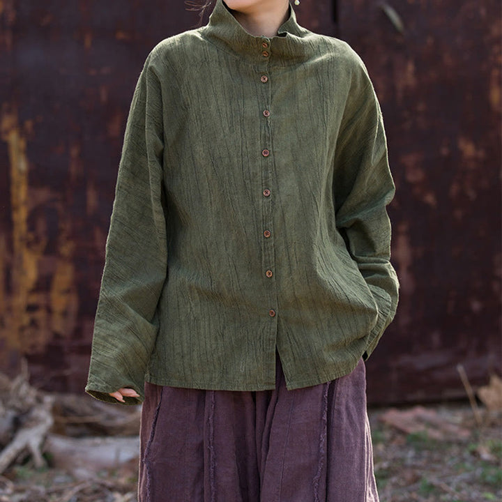 Buddha Stones Golf Farbowanie Ramie Bawełna Chiński Styl Kardigan Odzież - image 13