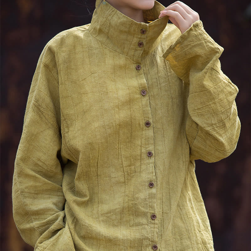 Buddha Stones Golf Farbowanie Ramie Bawełna Chiński Styl Kardigan Odzież - image 2