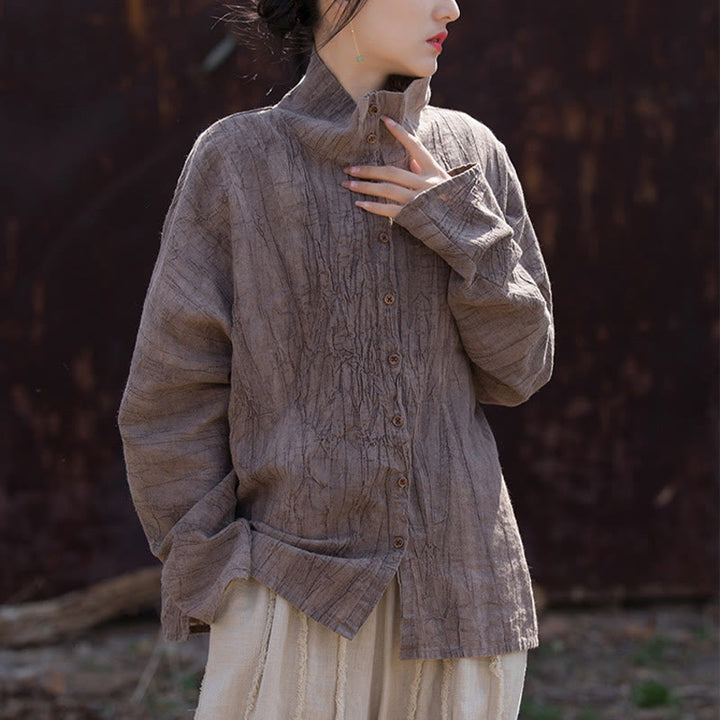 Buddha Stones Golf Farbowanie Ramie Bawełna Chiński Styl Kardigan Odzież - image 24