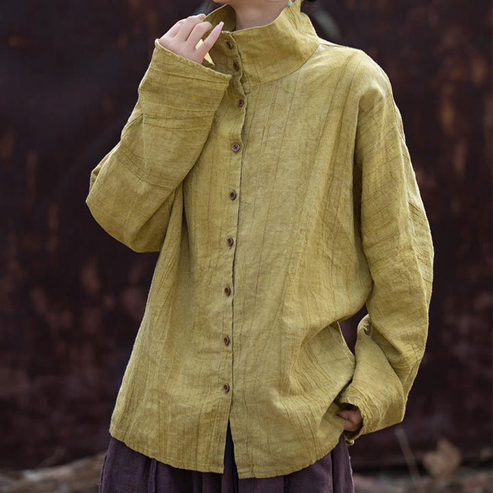 Buddha Stones Golf Farbowanie Ramie Bawełna Chiński Styl Kardigan Odzież - image 4