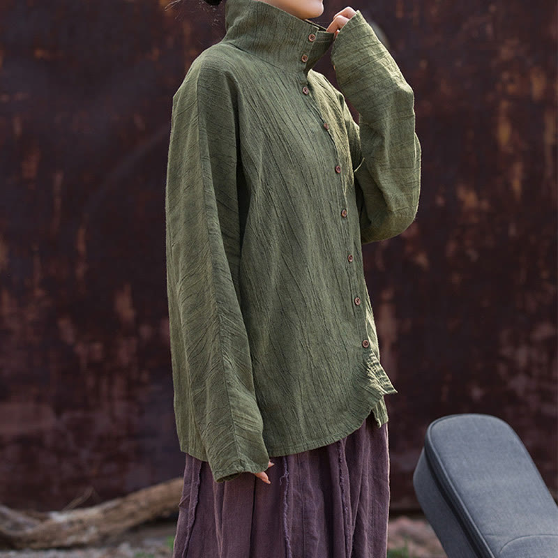 Buddha Stones Golf Farbowanie Ramie Bawełna Chiński Styl Kardigan Odzież - image 17