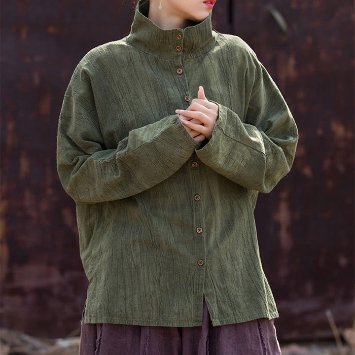 Buddha Stones Golf Farbowanie Ramie Bawełna Chiński Styl Kardigan Odzież - image 12