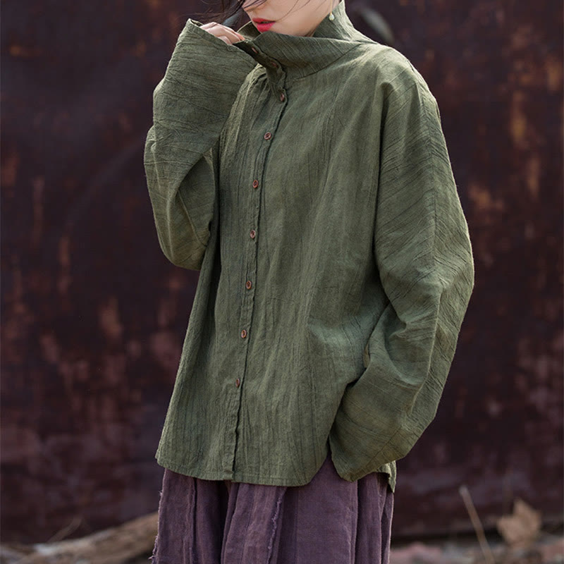 Buddha Stones Golf Farbowanie Ramie Bawełna Chiński Styl Kardigan Odzież - image 14