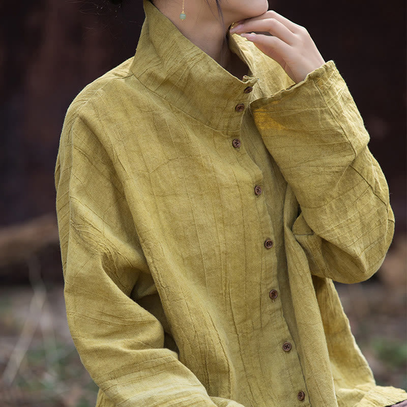 Buddha Stones Golf Farbowanie Ramie Bawełna Chiński Styl Kardigan Odzież - image 1