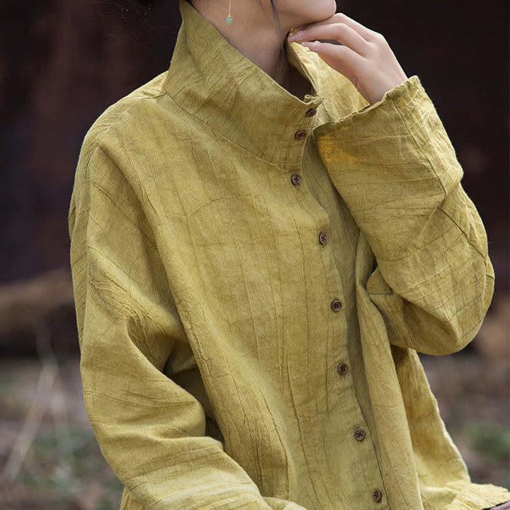 Buddha Stones Golf Farbowanie Ramie Bawełna Chiński Styl Kardigan Odzież - image 1