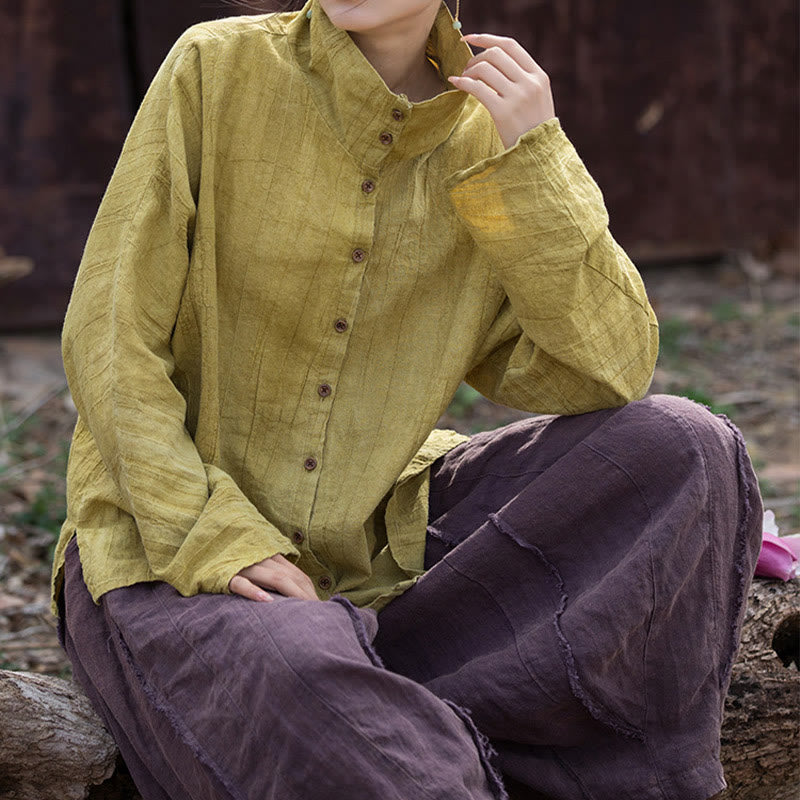 Buddha Stones Golf Farbowanie Ramie Bawełna Chiński Styl Kardigan Odzież - image 7