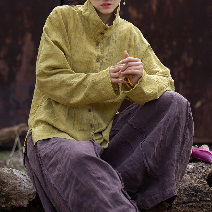 Buddha Stones Golf Farbowanie Ramie Bawełna Chiński Styl Kardigan Odzież - image 8