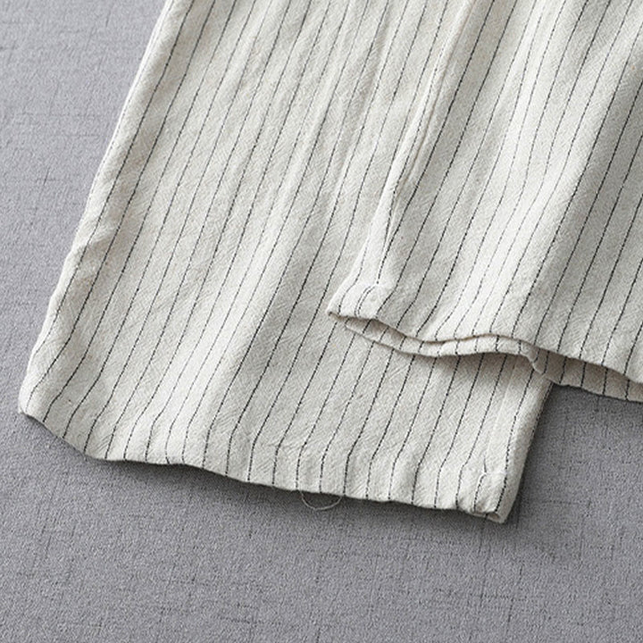 Buddha Stones z szerokimi nogawkami i pionowymi paskami w paski z wysokim stanem i kieszeniami - image 8