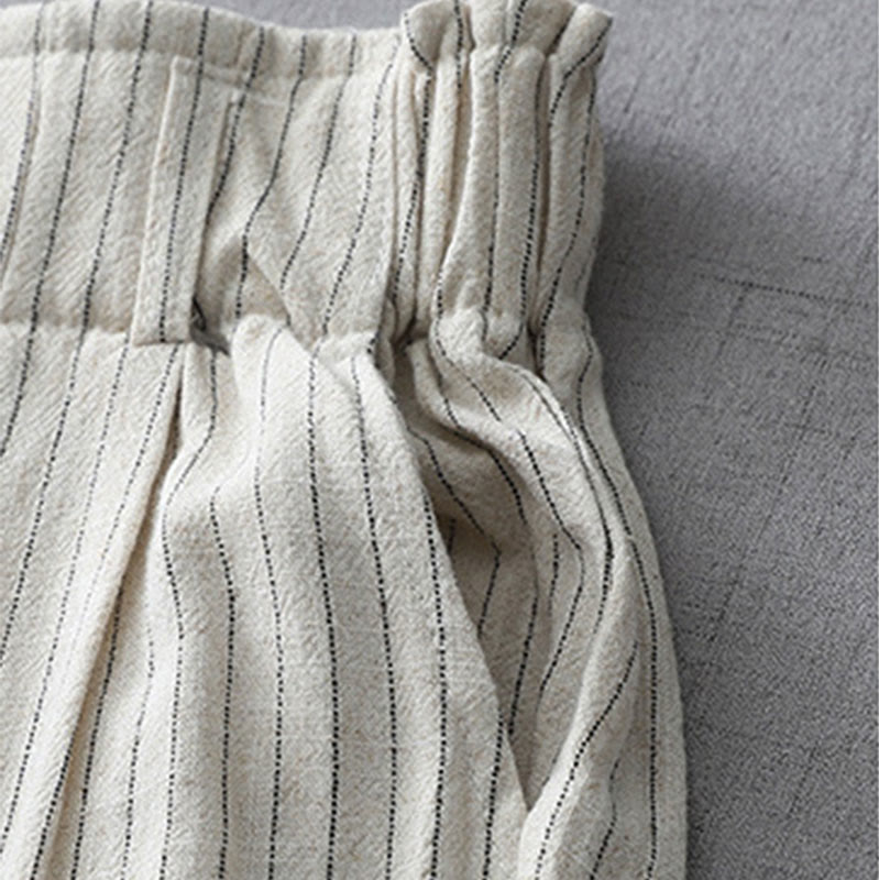 Buddha Stones z szerokimi nogawkami i pionowymi paskami w paski z wysokim stanem i kieszeniami - image 4