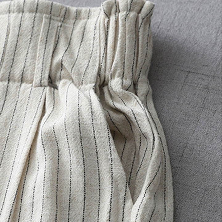 Buddha Stones z szerokimi nogawkami i pionowymi paskami w paski z wysokim stanem i kieszeniami - image 4