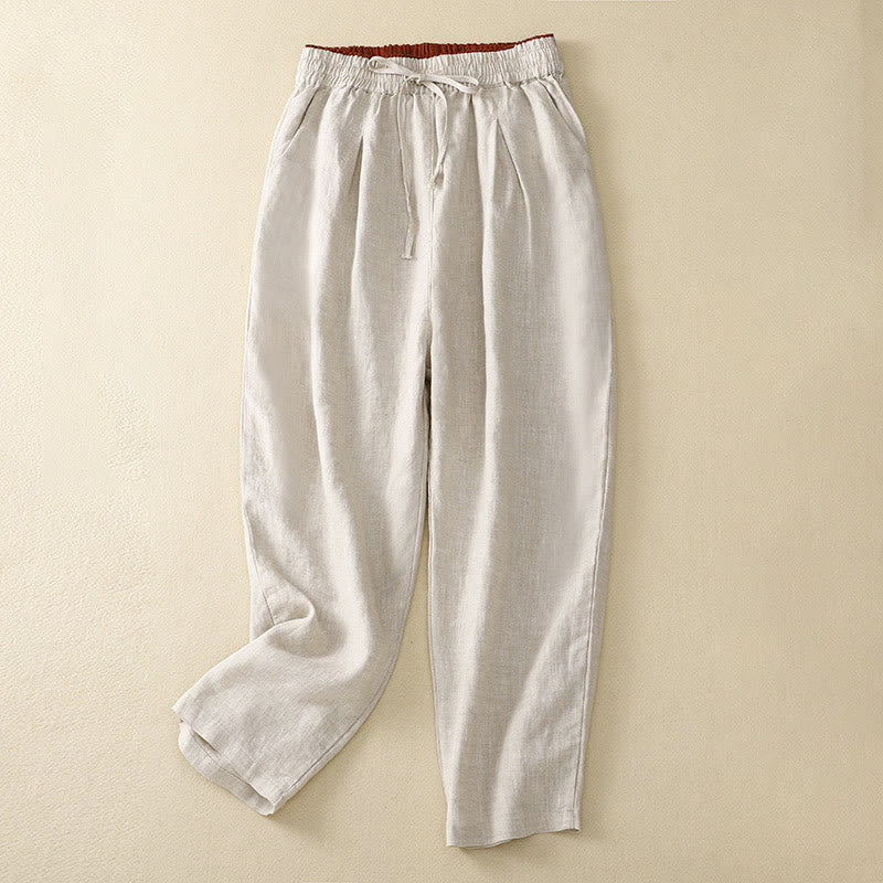 Buddha Stones Vintage Wysokie Spodnie Haremowe Z Sznurkiem Z Bawełny Lnianej Z Kieszeniami - Bielizna - US8-10，UK/AU12-14，EU40-42 (2XL) - image 25