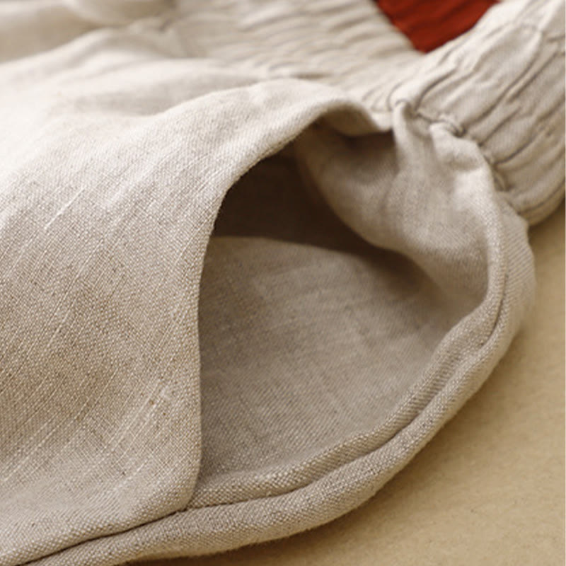 Buddha Stones Vintage Wysokie Spodnie Haremowe Z Sznurkiem Z Bawełny Lnianej Z Kieszeniami - image 29