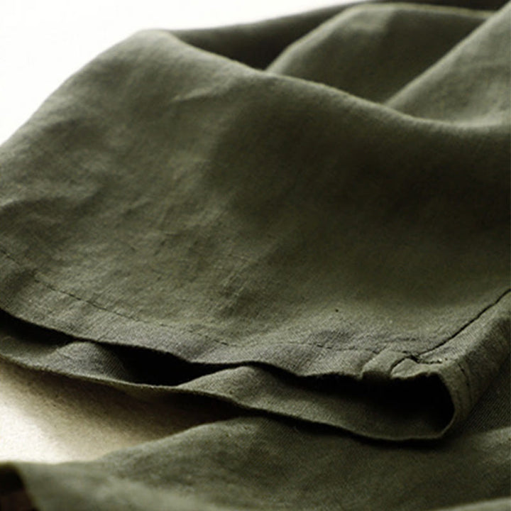 Buddha Stones Vintage Wysokie Spodnie Haremowe Z Sznurkiem Z Bawełny Lnianej Z Kieszeniami - image 35