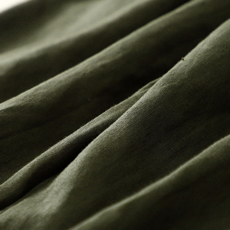 Buddha Stones Vintage Wysokie Spodnie Haremowe Z Sznurkiem Z Bawełny Lnianej Z Kieszeniami - image 37