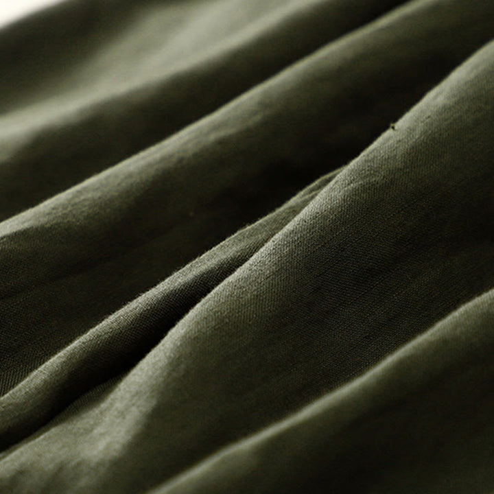 Buddha Stones Vintage Wysokie Spodnie Haremowe Z Sznurkiem Z Bawełny Lnianej Z Kieszeniami - image 37