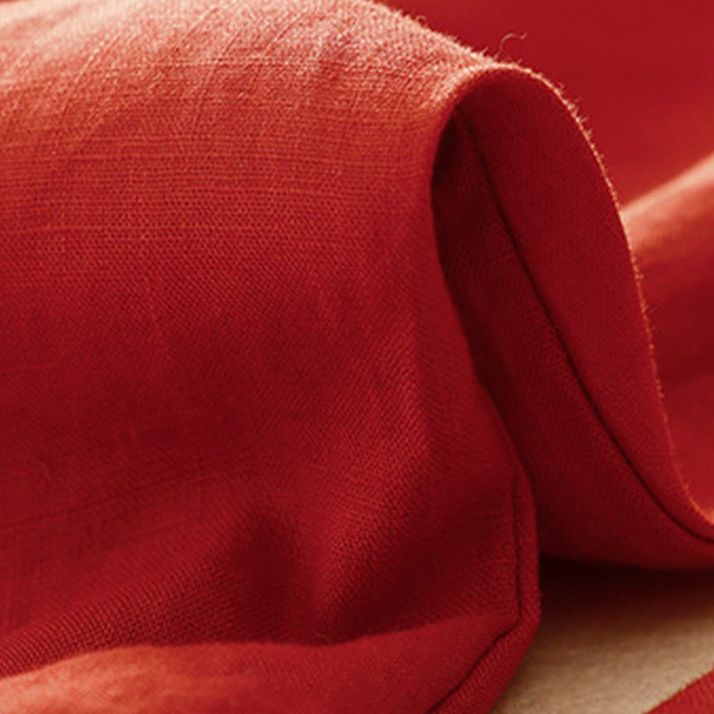 Buddha Stones Vintage Wysokie Spodnie Haremowe Z Sznurkiem Z Bawełny Lnianej Z Kieszeniami - image 11